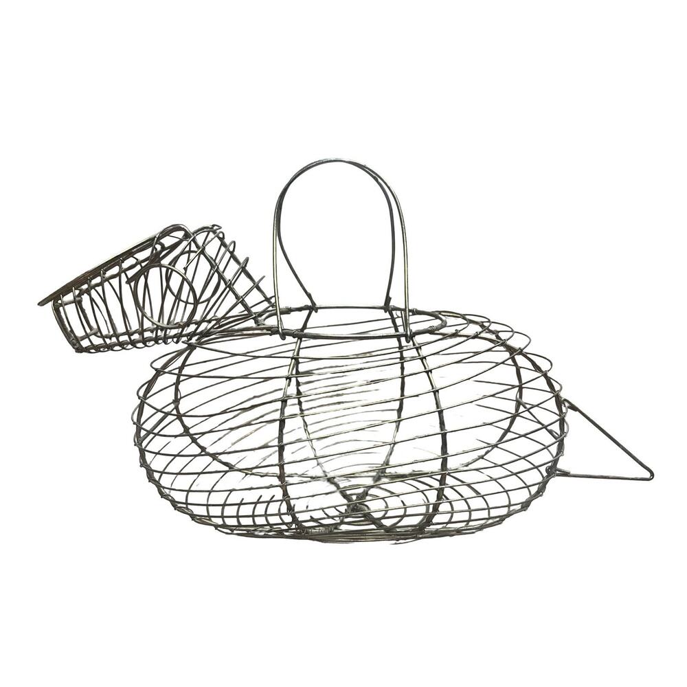 Vintage Farmhouse Primitive Kitchen Decor Wire Cow / Bull Egg Basket